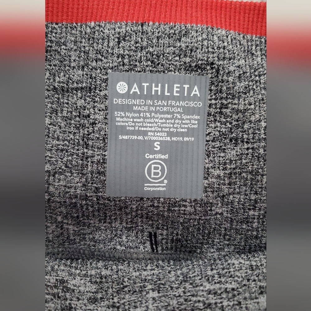 Athleta Andes High Rise Seamless Tight Gray with Red Trim| Size: S - Picture 5 of 12